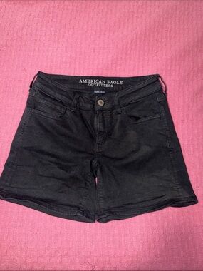 American Eagle Outfitters Black Denim High-Rise Shorts